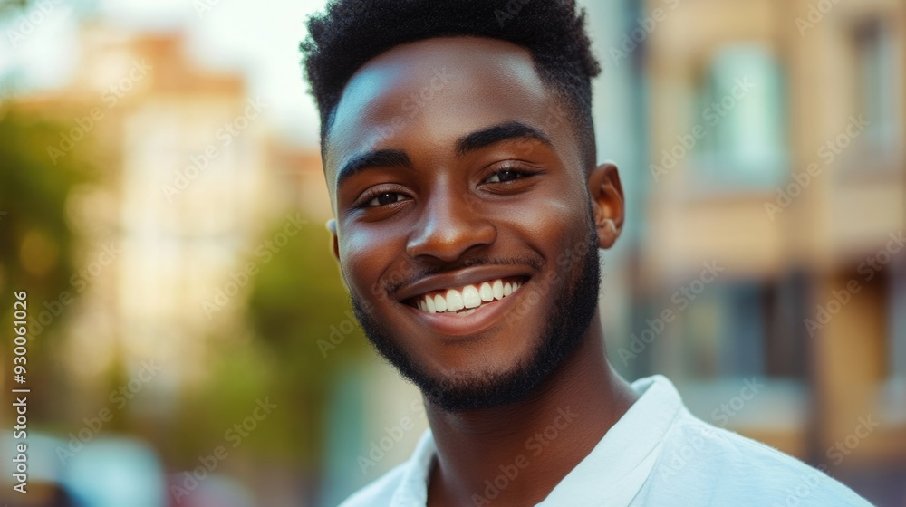 Smiling African-American Man in Streetwear Smiling African-American Man in Streetwear