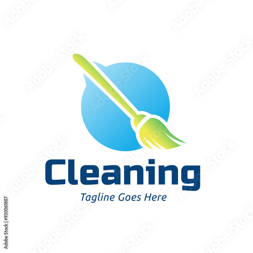 Home Cleaning Services Logo Design Vector. Cleaning broom logo design.