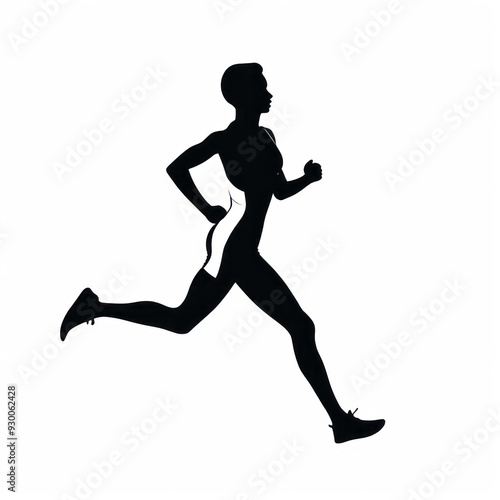 Vector art silhouette of an olympic runner in simple shapes on a white background silhouette runner Illustration 