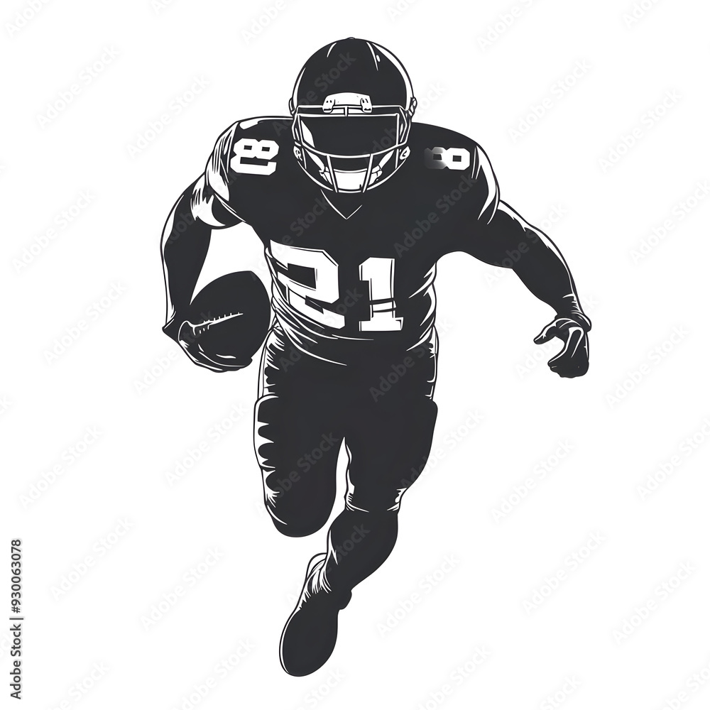 Dynamic silhouette of a football player running with a ball, showcasing athleticism and energy in sport. Dynamic silhouette of a football player running with a ball, showcasing athleticism and energy in sport.