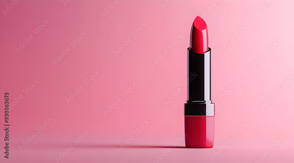 Vibrant pink lipstick on a soft pink background, perfect for beauty and cosmetic themes. Vibrant pink lipstick on a soft pink background, perfect for beauty and cosmetic themes.