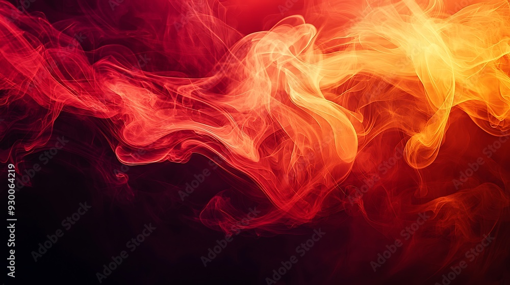 Fototapeta premium Abstract red and orange smoke wave with shadows fier texture background.