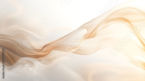 Abstract beige and sandy wave on white smoke cloud background.