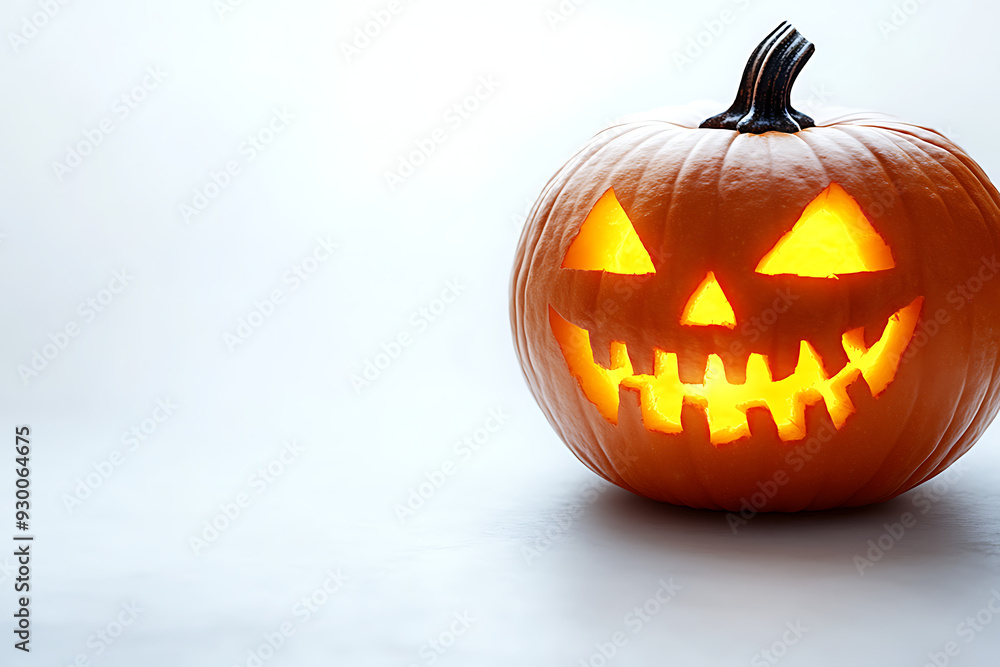 Halloween pumpkin on white background with copy space for your text. Halloween pumpkin on white background with copy space for your text.