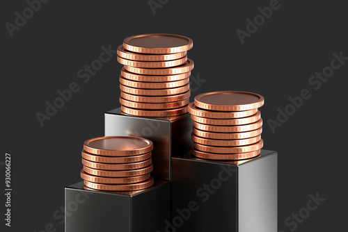 3d icon, composition, diagram showing success, correct and confirmation, planning and growth, discount, percentage. 3D rendering of a metallic golden texture. 3D Illustration