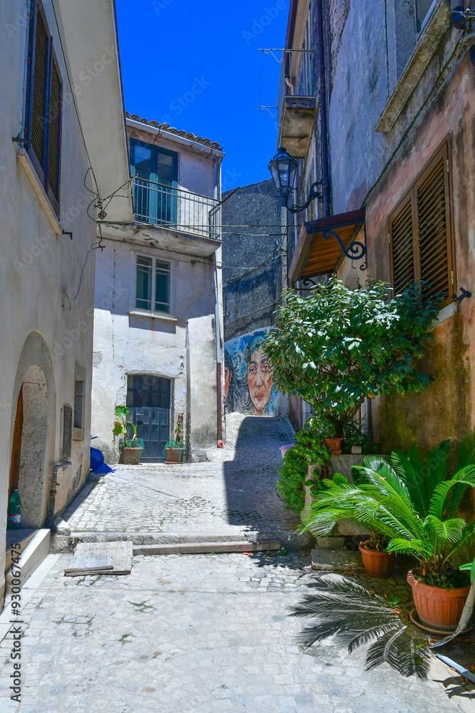 Obraz premium A street in San Lupo, a village in Campania, Italy.