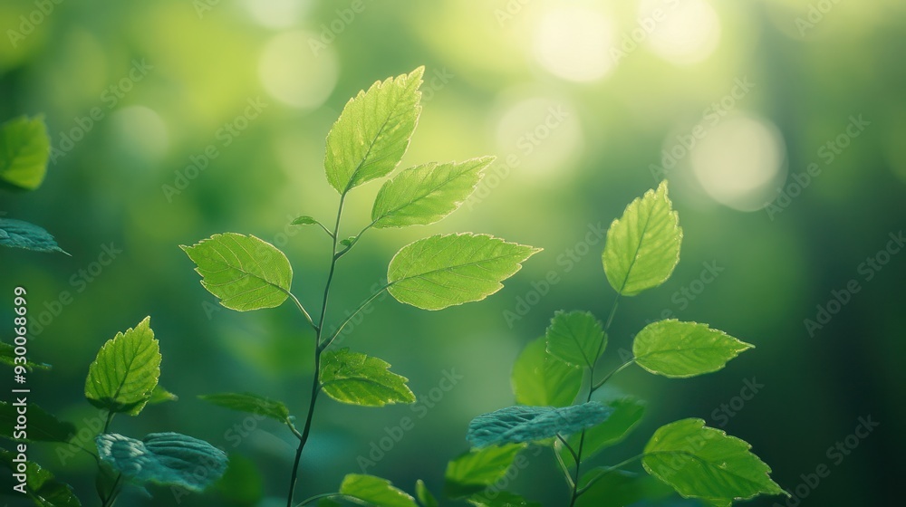 Green leaves gently rustling in the breeze, set against a soft-focus background, capturing the tranquil, romantic feel of a peaceful nature setting. Green leaves gently rustling in the breeze, set against a soft-focus background, capturing the tranquil, romantic feel of a peaceful nature setting.