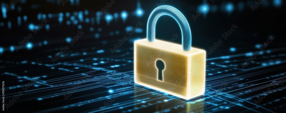 Digital lock symbolizing cybersecurity and data protection in a technology-driven environment. Digital lock symbolizing cybersecurity and data protection in a technology-driven environment.