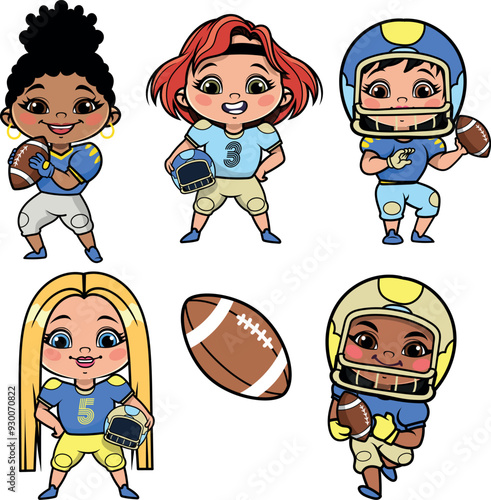 Americankan football players kids team