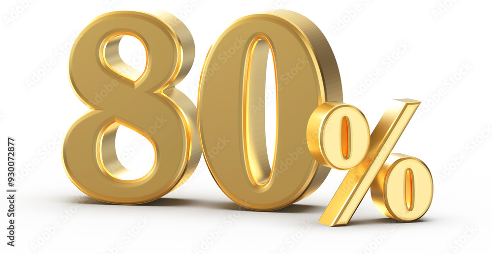 80 percent off sale gold number 3d render 80 percent off sale gold number 3d render