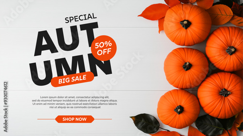 Festive autumn decor from pumpkins, berries and leaves on a white wooden background. Concept of Thanksgiving day or Halloween. Flat lay autumn composition with copy space