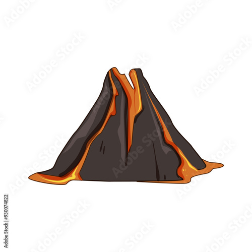 seismic volcano eruption cartoon. geothermal plume, vent fissure, basalt rhyolite seismic volcano eruption sign. isolated symbol vector illustration