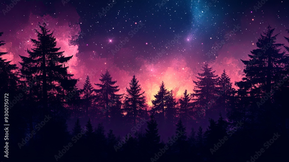Tranquility Abounds in Enchanted Night Forest. Peaceful nature scenery Tranquility Abounds in Enchanted Night Forest. Peaceful nature scenery