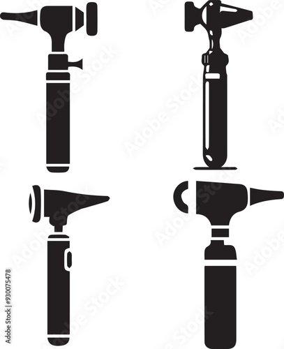 silhouette of sports Otoscope  on white background