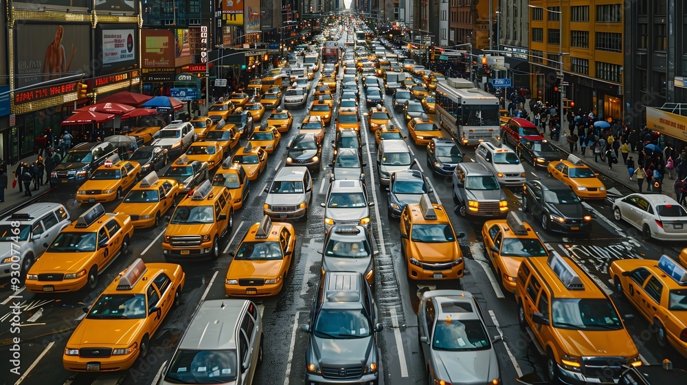 Urban Congestion: Cars Waiting in Nighttime Gridlock. Urban Congestion: Cars Waiting in Nighttime Gridlock.