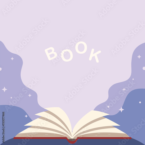 Template magic book, Concept of reading and literature. Education and knowledge vector concept. Banner books concept.