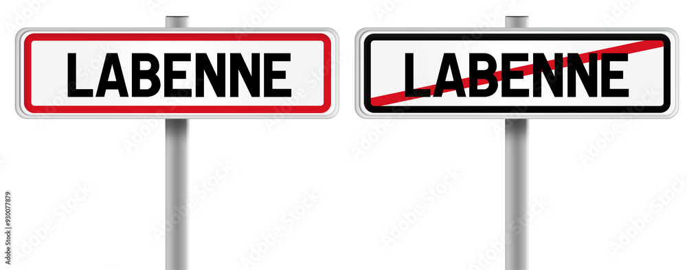 Panneau de LABENNE à l'Entrée et à la Sortie - Fond Transparent ou Blanc Disponible Panneau de LABENNE à l'Entrée et à la Sortie - Fond Transparent ou Blanc Disponible