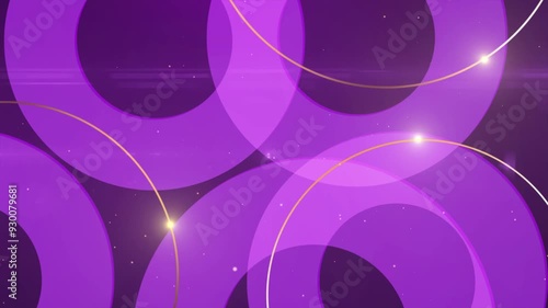 Circle purple and golden lines abstract the geometric background looping motion graphics animation 4K 3840x2160.