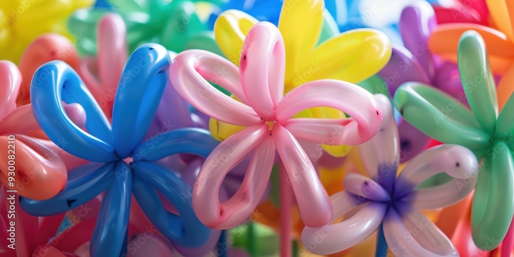 Colorful balloon flowers create a vibrant and playful atmosphere, perfect for celebrations and festive decorations. Colorful balloon flowers create a vibrant and playful atmosphere, perfect for celebrations and festive decorations.