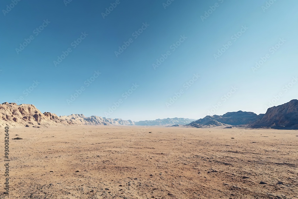 Desert Landscape with Mountains and Blue Sky Desert Landscape with Mountains and Blue Sky