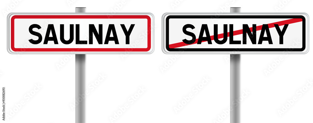Panneau de SAULNAY à l'Entrée et à la Sortie - Fond Transparent ou Blanc Disponible Panneau de SAULNAY à l'Entrée et à la Sortie - Fond Transparent ou Blanc Disponible