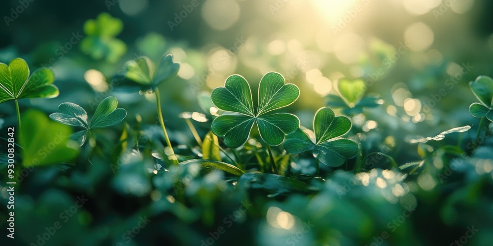 Obraz premium Emerald Isle: Shamrock Field on a Sunny Day