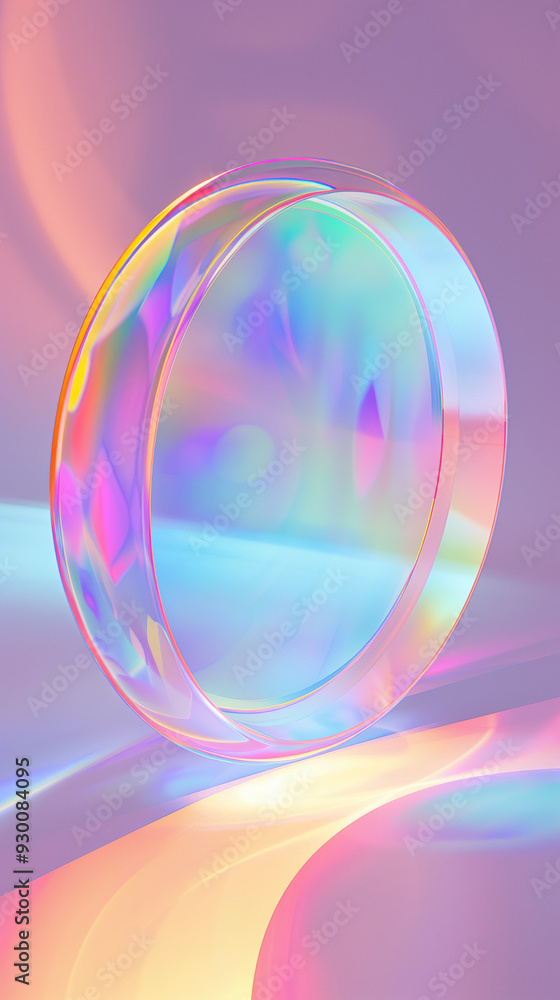 Obraz premium Holographic effect background with a large holographic 3d circle