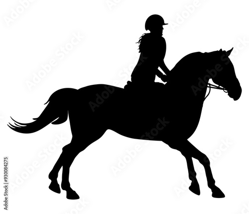 Silhouette of horse gait and jockey, equestrian sports. Vector illustration