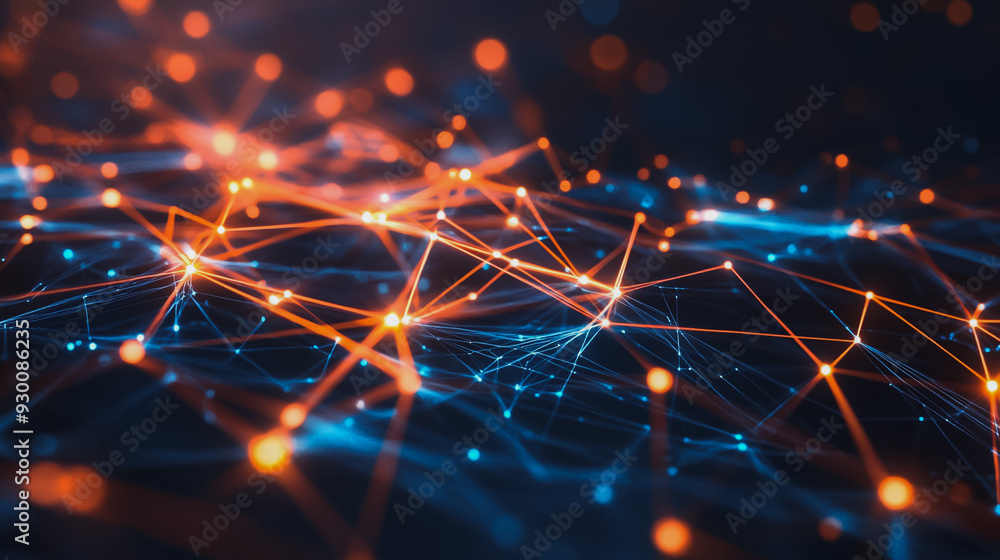 Abstract business connection of lines from nodes It is connected to endless nodes and represents the innovation of communication in the network. Abstract business connection of lines from nodes It is connected to endless nodes and represents the innovation of communication in the network.