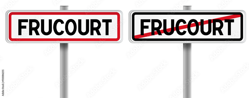 Panneau de FRUCOURT à l'Entrée et à la Sortie - Fond Transparent ou Blanc Disponible Panneau de FRUCOURT à l'Entrée et à la Sortie - Fond Transparent ou Blanc Disponible