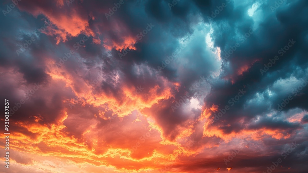 Dramatic clouds during a vibrant sunset, creating a stunning sky view. Dramatic clouds during a vibrant sunset, creating a stunning sky view.