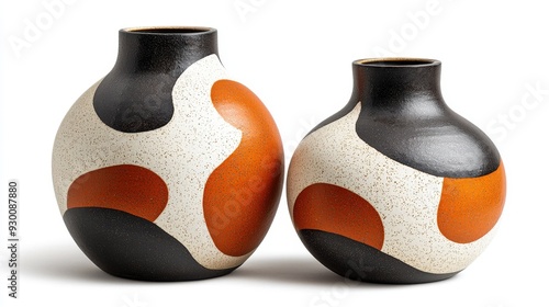 Modern Abstract Ceramic Vases with Bold Colorful Patterns and Textured Design