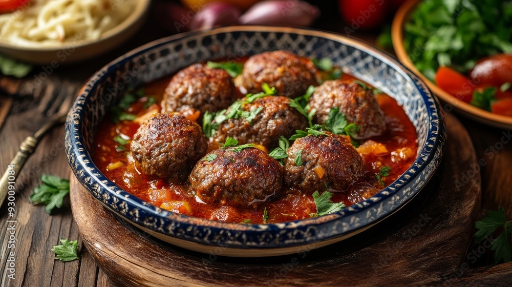 Turkish traditional dish, cigkofte (meatbal). Turkish traditional dish, cigkofte (meatbal).