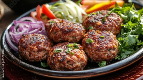 Turkish traditional dish, cigkofte (meatbal). photo