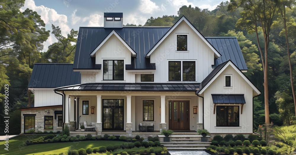 Beautiful Modern Two-Story House with Glass Front Door Beautiful Modern Two-Story House with Glass Front Door