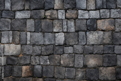 Processed collage of old european cobble stone pavement texture. Background for banner