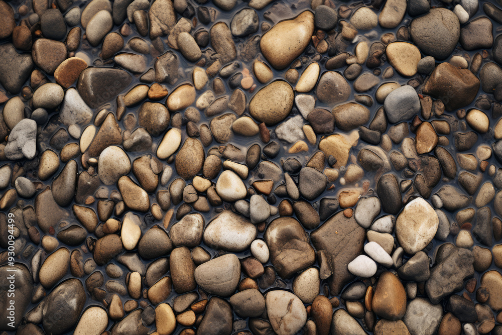 Processed collage of wet pebble stones on asphalt texture. Background for banner, backdrop Processed collage of wet pebble stones on asphalt texture. Background for banner, backdrop