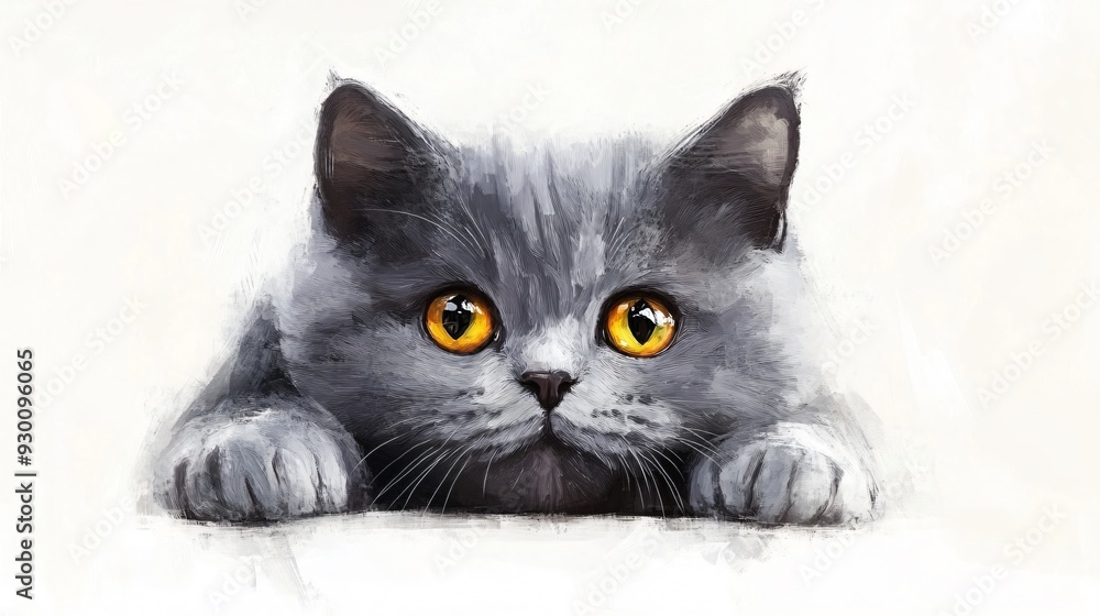 Adorable Grey British Shorthair Cat on White Background Adorable Grey British Shorthair Cat on White Background