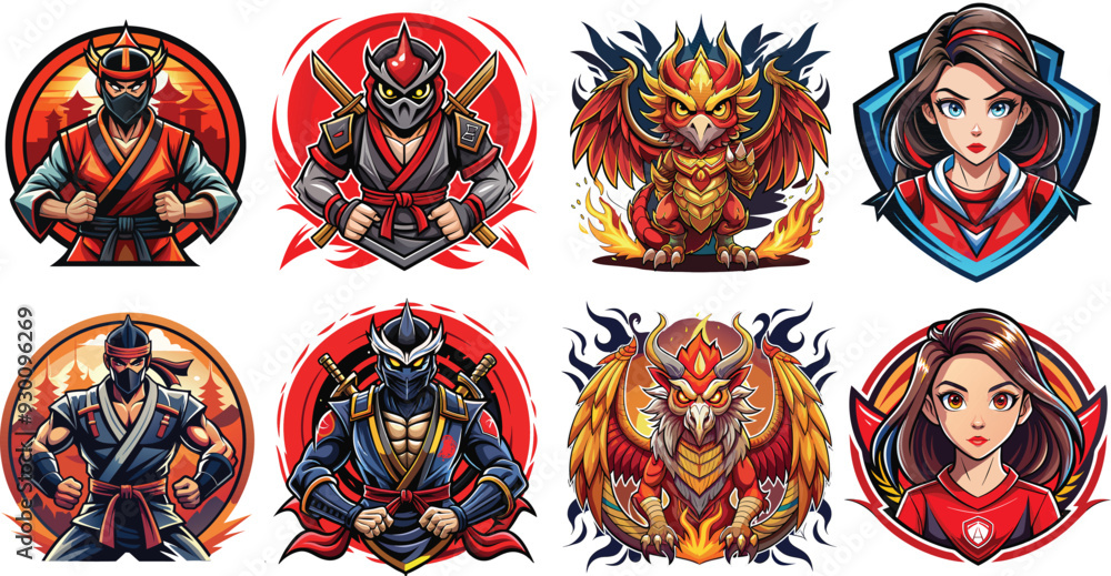 esport team mascot logo design, vector art esport team mascot logo design, vector art