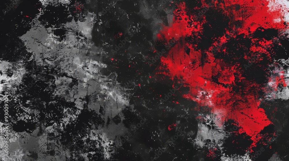 Dynamic Red and Black Grunge Splatter Background with Distressed Texture, Dramatic Split Composition Creating Intense Contrast for Bold Visual Impact Dynamic Red and Black Grunge Splatter Background with Distressed Texture, Dramatic Split Composition Creating Intense Contrast for Bold Visual Impact