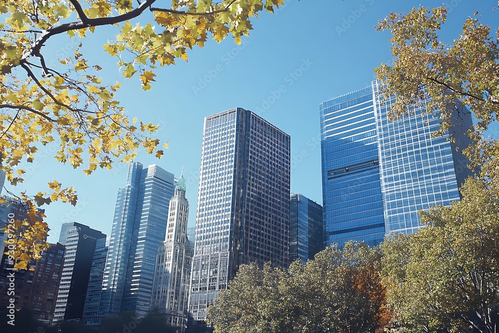 Modern Skyscrapers with Autumn Foliage Modern Skyscrapers with Autumn Foliage