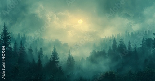 Misty Forest Scene