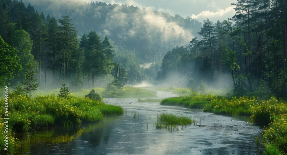 Fototapeta premium Serene Forest Scenery
