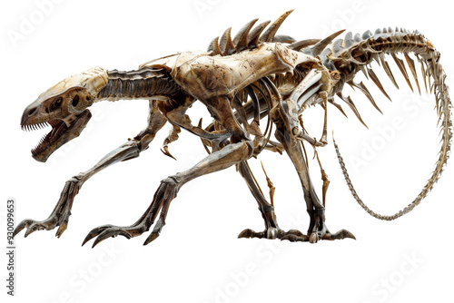 Celophysis against a white background, featuring its lightweight frame, sharp claws, and unique anatomical details for an accurate depiction