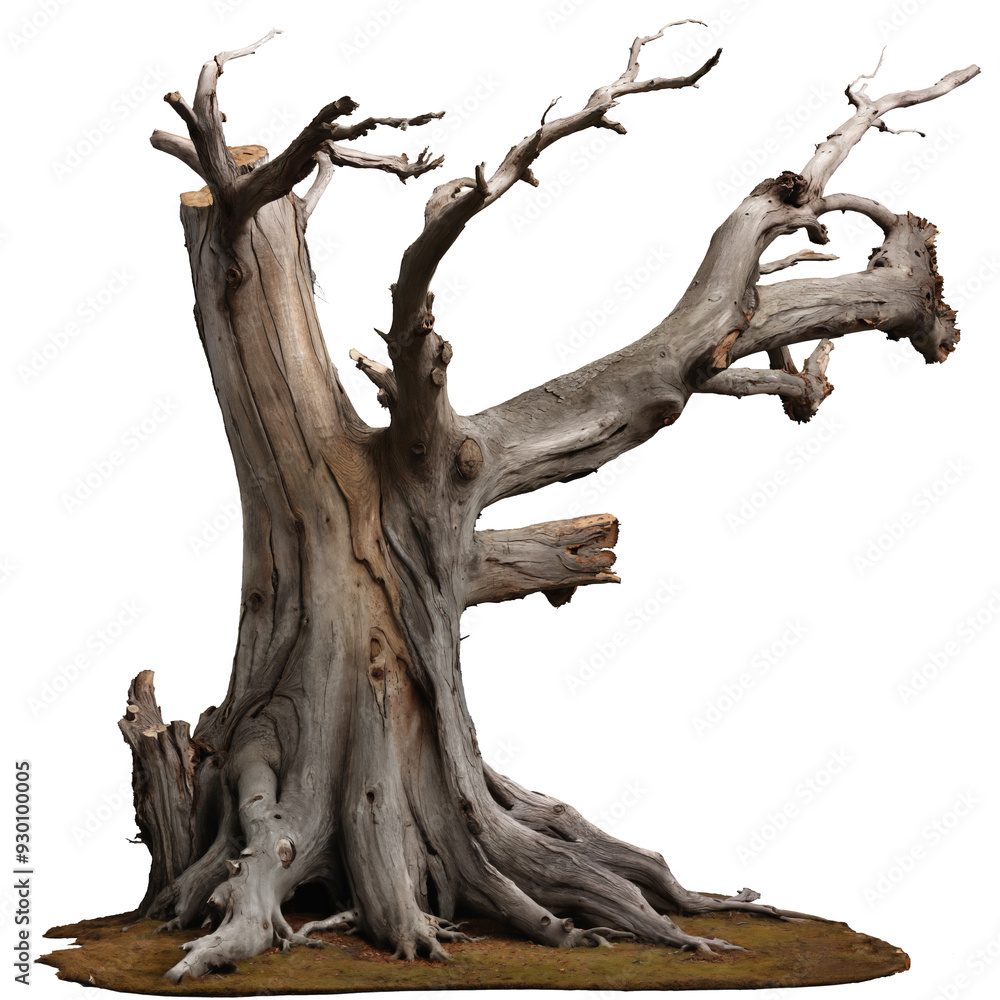 Spooky dead tree stump with twisted branches isolated on transparent background Spooky dead tree stump with twisted branches isolated on transparent background