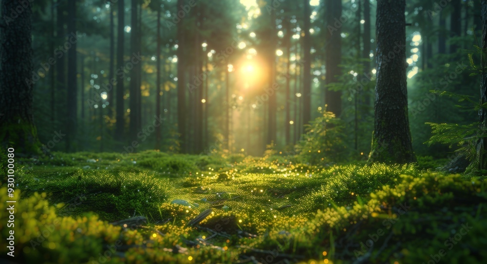 Obraz premium Enchanted Path Through the Misty Woods