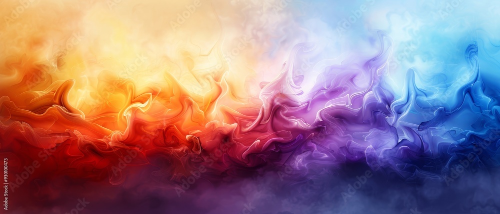 Fototapeta premium A multicolored background with smoke rising from both top and bottom edges