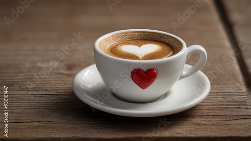 A close-up of an espresso cup with a foam heart on top

