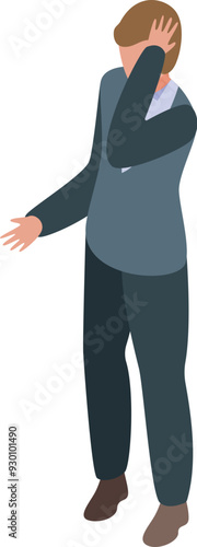 Young businessman is covering his face with his hand, feeling ashamed and embarrassed