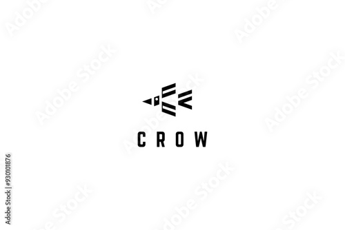 Template logo design solution with simple crow stylization image